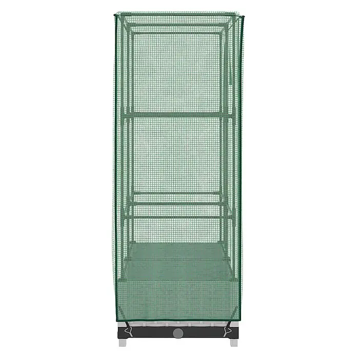 Furnicato Hochbeet Inklusive Gewächshaus-Aufsatz - 80 x 40 x 123 cm, Kunststoff, Weiß - Tragbares Gewächshaus mit grünem Netzbezug, Metallrahmen und Innenregalen zur Pflanzenzucht.
