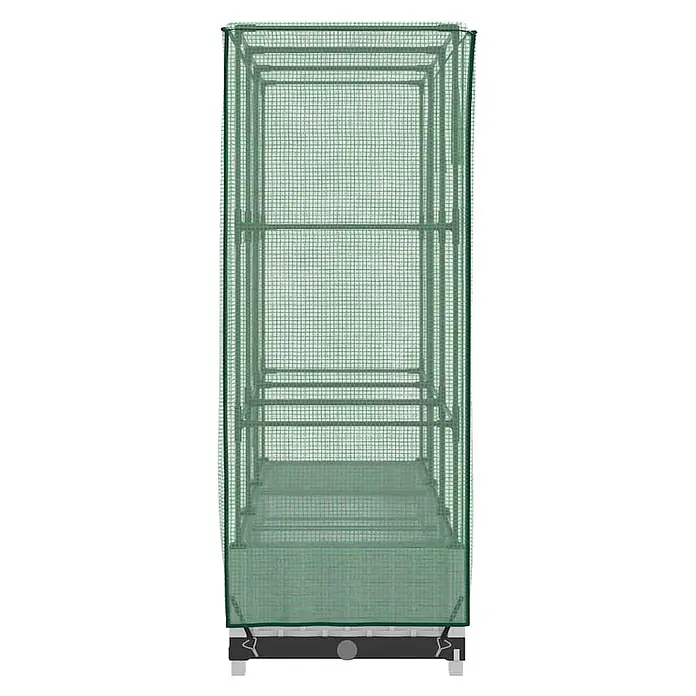 Furnicato Hochbeet Inklusive Gewächshaus-Aufsatz - 120 x 40 x 110 cm, Kunststoff, Weiß - Hohes, schmales Mini-Gewächshaus mit grüner Netzplane und mehreren Ablagen, ideal für den Pflanzenanbau.