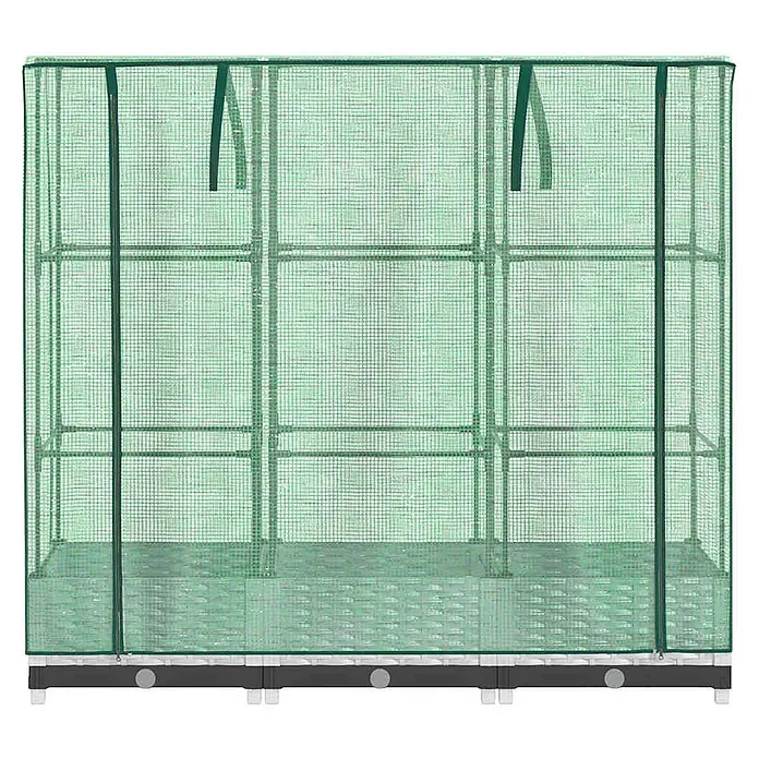 Furnicato Hochbeet Inklusive Gewächshaus-Aufsatz - 120 x 40 x 110 cm, Kunststoff, Weiß - Grünes Netz-Gewächshaus mit mehrstufigem Regalsystem zur Pflanzenzucht.