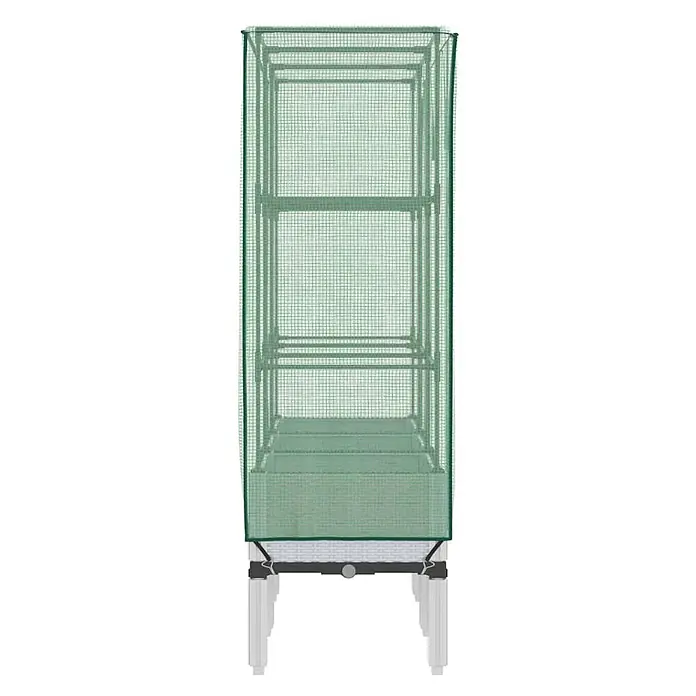 Furnicato Hochbeet Inklusive Gewächshaus-Aufsatz - 120 x 40 x 110 cm, Kunststoff, Weiß - Grünes mehrstufiges Mini-Gewächshaus aus Netzstoff mit Metallrahmen und weißem Ständer.