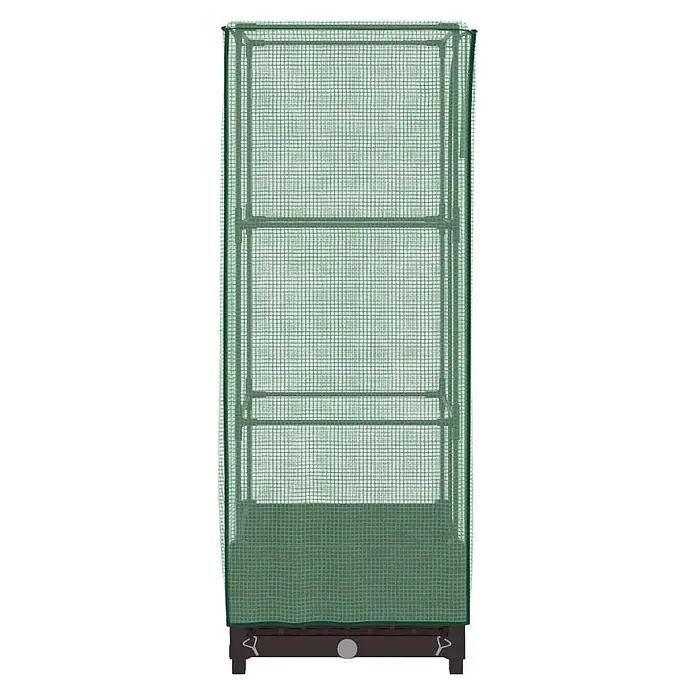 Furnicato Hochbeet Inklusive Gewächshaus-Aufsatz - 40 x 40 x 110 cm, Kunststoff, Braun - Hohes Mini-Gewächshaus mit grüner Netzabdeckung und dunkelbraunem Sockel zum Schutz von Pflanzen.