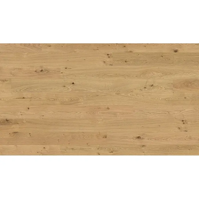 Living by Haro Parkett - Eiche pure strukturiert Naturöl, Landhausdiele, 2.200 x 180 x 12 mm - Helles Eichenparkett mit sichtbarer Maserung und Ästen.