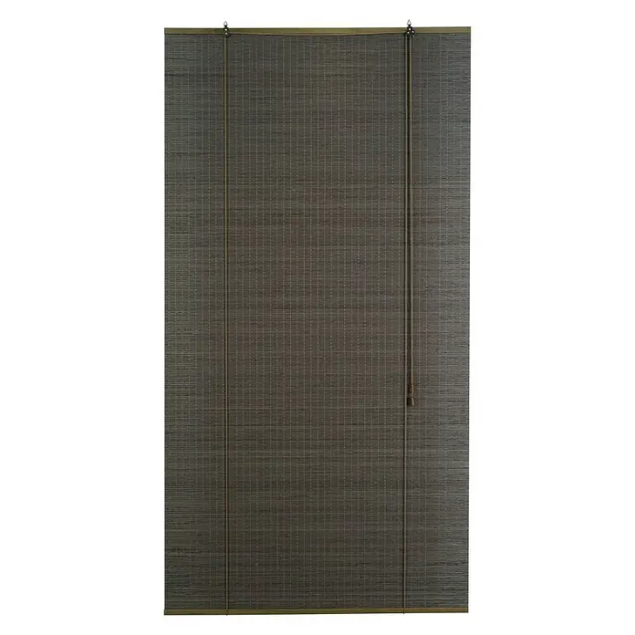 Estor enrollable Haití - An x Al: 150 x 175 cm, Marrón oscuro - Estor de bambú marrón oscuro con un tejido fino y un mecanismo de tracción para una decoración natural de la ventana.