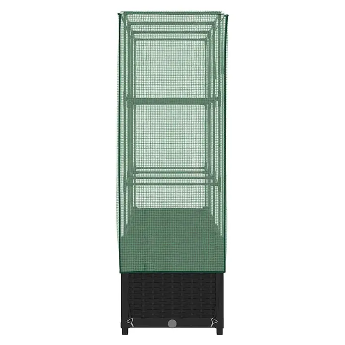 Furnicato Hochbeet Inklusive Gewächshaus-Aufsatz - 120 x 40 x 138 cm, Kunststoff, Schwarz - Schwarzes Hochbeet mit grüner transparenter Gewächshausabdeckung, geeignet für Pflanzenzucht.