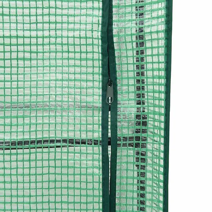 Furnicato Hochbeet Inklusive Gewächshaus-Aufsatz - 120 x 40 x 123 cm, Kunststoff, Braun - Nahaufnahme einer grünen, gittergemusterten, durchsichtigen Gewächshausabdeckung mit Reißverschluss.