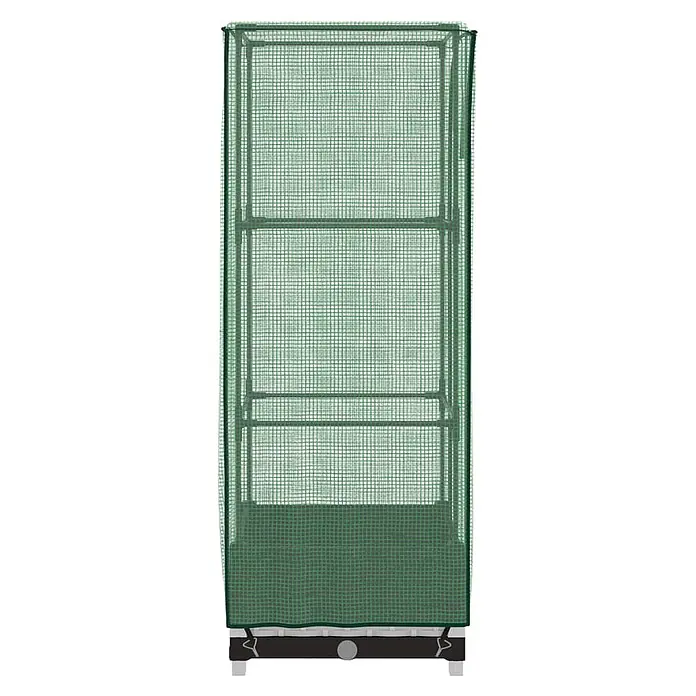 Furnicato Hochbeet Inklusive Gewächshaus-Aufsatz - 40 x 40 x 110 cm, Kunststoff, Weiß - Hohes, grünes Mini-Gewächshaus mit Gittermuster-Abdeckung und sichtbaren Regalen.