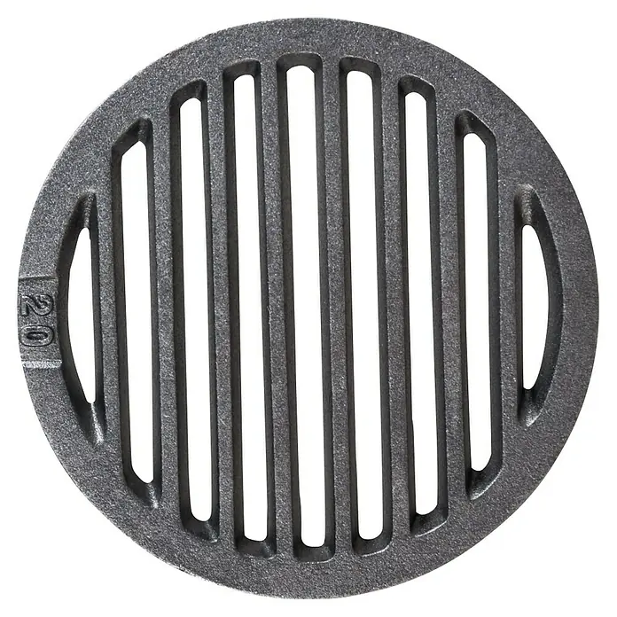 Gussrost - Durchmesser: 200 mm, Anthrazit - Metallrost-Abdeckung für den Außenbereich. Robuste Konstruktion mit schmalen Schlitzen für optimalen Wasserablauf und Sicherheit.