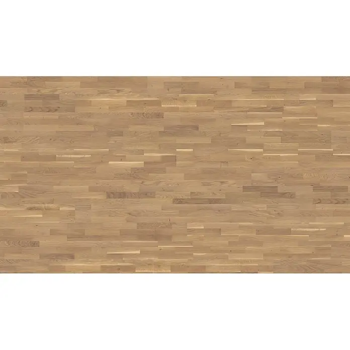 Living by Haro Parkett - Eiche Weiß Naturöl, Schiffsboden, 2.200 x 180 x 12 mm - Heller Holzfußboden mit kleinen, rechteckigen Dielen in versetzter Anordnung.