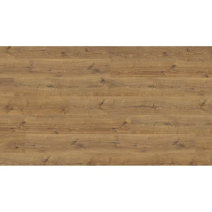Living by Haro Laminat Gigante - Eiche Calgary Natur, Landhausdiele, 2.200 x 243 x 8 mm - Brauner Eichenlaminatboden mit natürlicher Holzmaserung und Ästen.