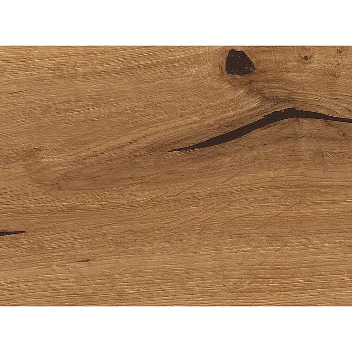 Living by Haro Parkett - Eiche Nevada Naturöl, Landhausdiele, 2.200 x 180 x 12 mm - Natürliche Holzmaserung in warmen Brauntönen, mit dunklem Astloch und ausgeprägtem dunklen Riss.