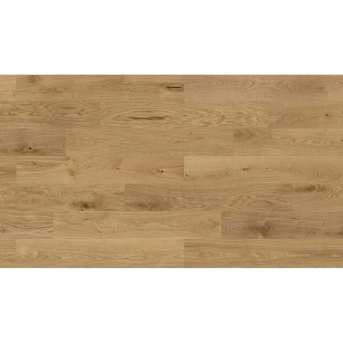 Living by Haro Parkett - Eiche geölt strukturiert, Landhausdiele, 1.085 x 180 x 11 mm - Hellbrauner Eichenholzboden aus Planken, mit natürlicher Maserung und sichtbaren Ästen.