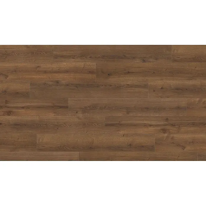 Living by Haro Laminat NKL32 - Eiche Langley geräuchert, Landhausdiele, 1.282 x 193 x 7 mm - Dunkelbrauner Laminatboden mit natürlicher Maserung und Dielenmuster.