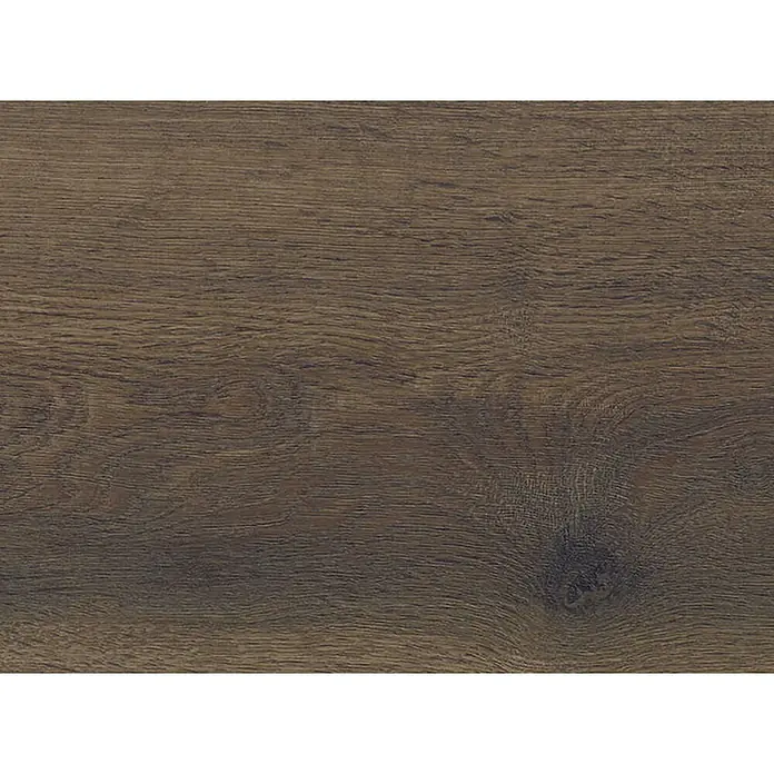 Living by Haro Hydrostar Designboden - Eiche Schokobraun, Landhausdiele, 1.282 x 235 x 6,5 mm - Dunkelbraune Holzmaserung mit ausgeprägter natürlicher Textur und subtilem Ast.