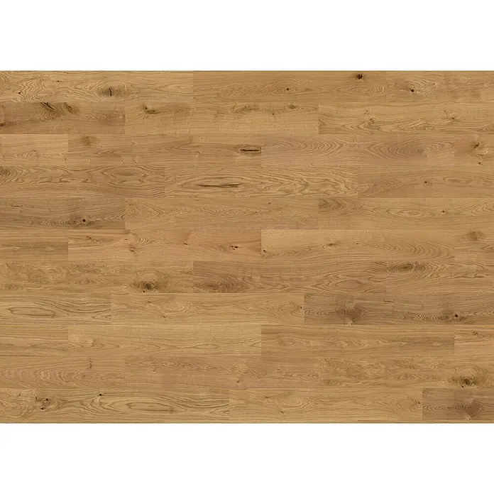 Living by Haro Parkett - Eiche gebürstet Naturöl, Landhausdiele, 1.085 x 180 x 11 mm - Heller Eichenholzfußboden mit natürlicher Maserung und Ästen.