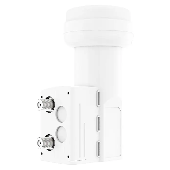 Hama Universal-Quattro-LNB 00205375 Universal-Twin-LNB - Weiß - Weißer Satelliten-LNB mit zwei F-Anschlüssen für den Signalempfang.