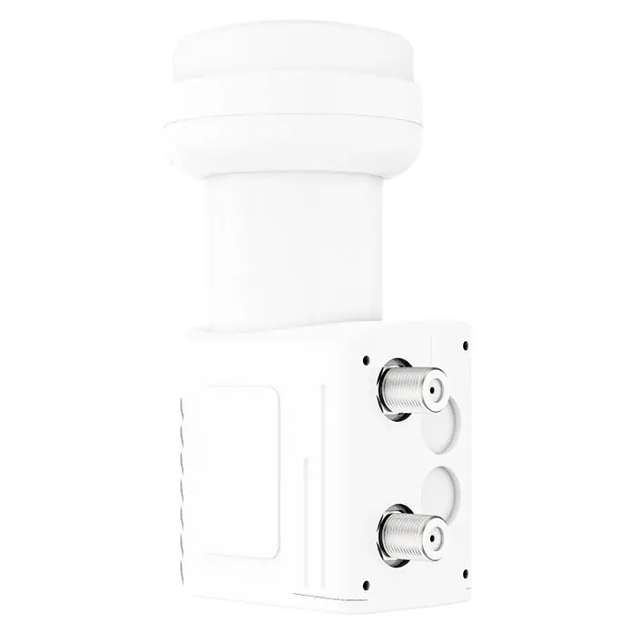 Hama Universal-Quattro-LNB 00205375 Universal-Twin-LNB - Weiß - Weißer Satelliten-LNB mit zwei F-Anschlüssen für Koaxialkabel.