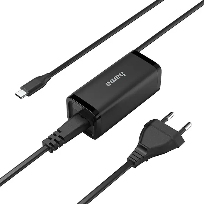 Hama Ladegerät 00200023 GaN Power Delivery - PD - Schwarzes Hama USB-C Ladegerät mit Eurostecker.