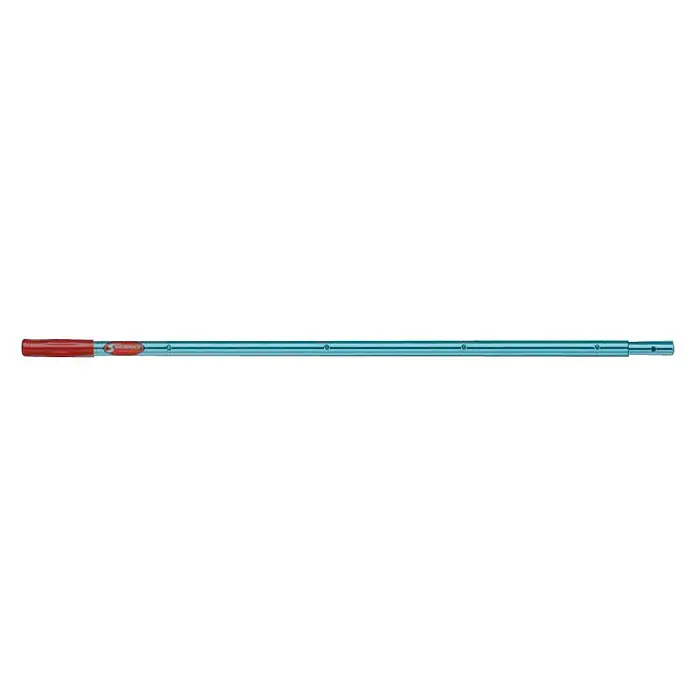 Mango de cepillo - Largo: 180 cm, Aluminio, Extensible - Palo telescópico pintado de azul con mango rojo y múltiples agujeros. Ideal para tareas de limpieza doméstica.