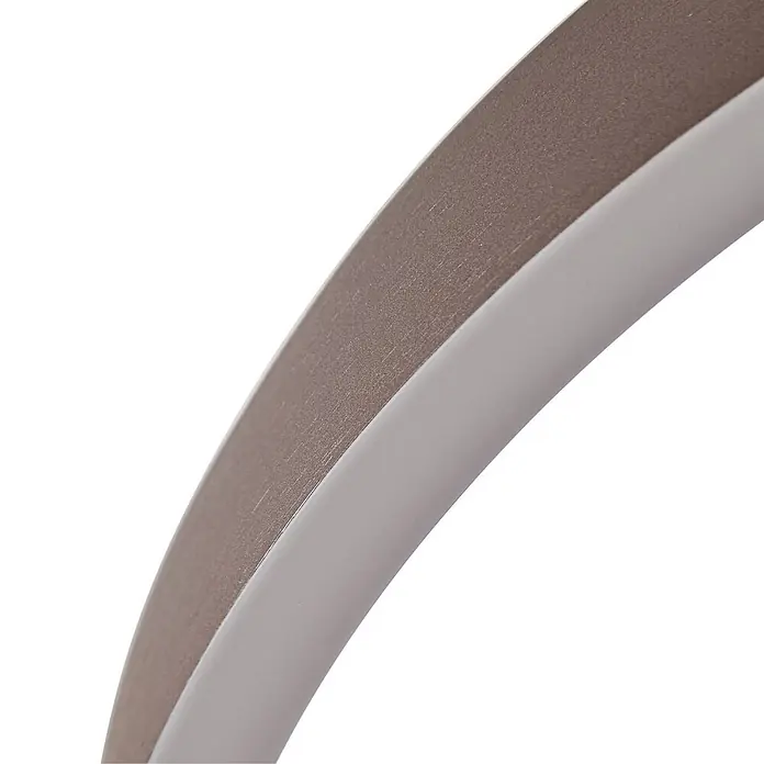 Lucande Pendelleuchte Yonam - braun / rost, kaffeebraun, weiß - Gekrümmtes Leuchtendetail: äußeres strukturiertes braun-graues Band, innere glatte hellgraue Kante.