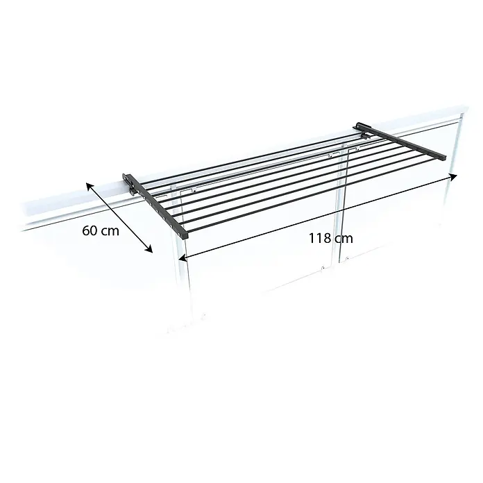 Foxydry Wandwäschetrockner Duo 120 Anthrazit - 118 cm, Farbe: Anthrazitschwarz - Schwarzer Wäscheständer, 118 cm breit, 60 cm tief.