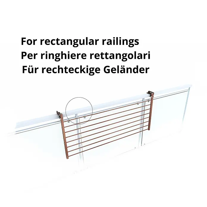 Foxydry Wandwäschetrockner Duo 100 Corten - 102 cm, Farbe: Corten-Optik - Brauner Wäscheständer für rechteckige Geländer.