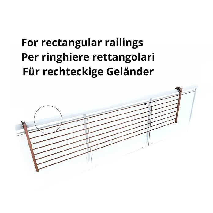 Foxydry Wandwäschetrockner Duo 200 Corten - 202 cm, Farbe: Corten-Optik - Brauner/kupferner Balkonwäscheständer für rechteckige Geländer.
