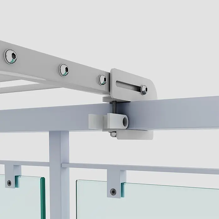 Foxydry Wandwäschetrockner Duo 100 Weiß - 102 cm, Farbe: Weiß - Weiße Metallgeländer-Hardware mit klaren Glaspaneelen. Mit verstellbarer Klemme und Chrom-Innensechskantschrauben zur sicheren Befestigung.