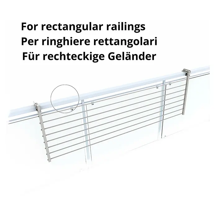 Foxydry Wandwäschetrockner Duo 160 Weiß - 162 cm, Farbe: Weiß - Silbernes Metallgeländer-Füllsystem mit Horizontalstäben für rechteckige Geländer.