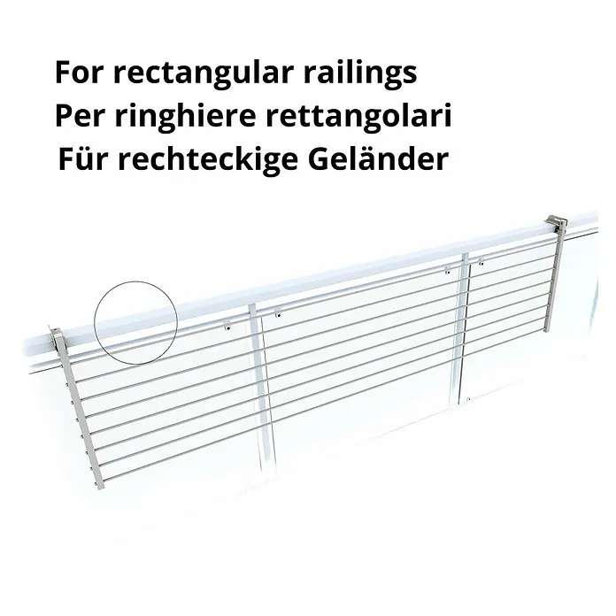 Foxydry Wandwäschetrockner Duo 200 Weiß - 202 cm, Farbe: Weiß - Schutzgitter aus Metallstangen für rechteckige Geländer.