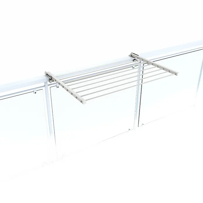 Foxydry Wandwäschetrockner Duo 80 Weiß - 82 cm, Farbe: Weiß - Weißer Wäschetrockner für Balkongeländer, mit mehreren parallelen Stäben zum Aufhängen von Kleidung.