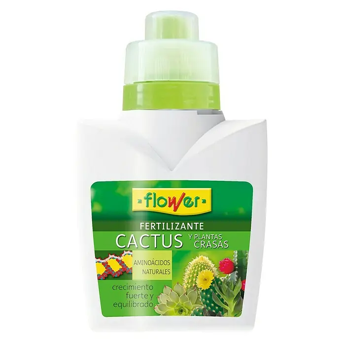 Flower Fertilizante universal Líquido Cactus - 300 ml - Una botella de fertilizante para cactus y plantas crasas de la marca Flower. Promueve un crecimiento fuerte y equilibrado con aminoácidos naturales.