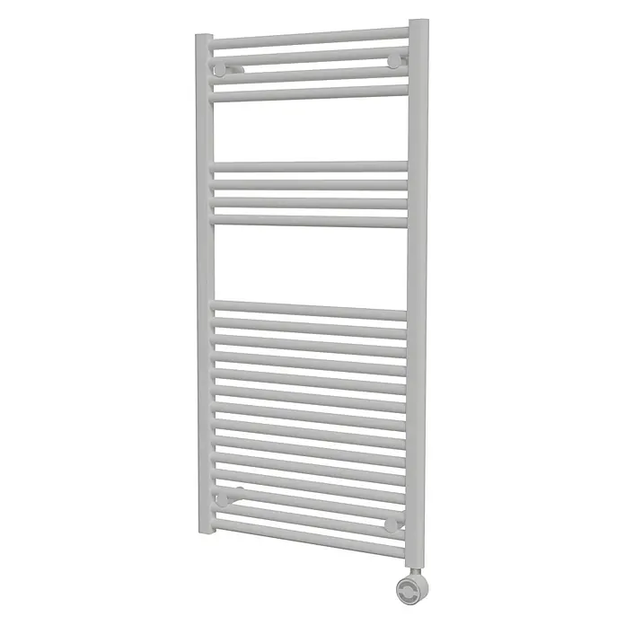 Interpromo Elektro-Badheizkörper Sonora 50 x 120 cm 400 W, Weiß inkl. Heizstab - Ausstattung Heizkörper: Entlüfter - Weißer Handtuchheizkörper mit horizontalen Stangen für Badezimmer.