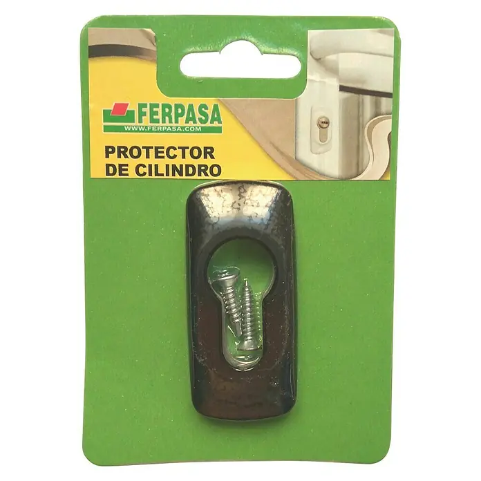 Escudo para cerraduras Europerfil - Negro - Conjunto protector de cilindro FERPASA con tornillos, ideal para reforzar y proteger las cerraduras de cilindro.
