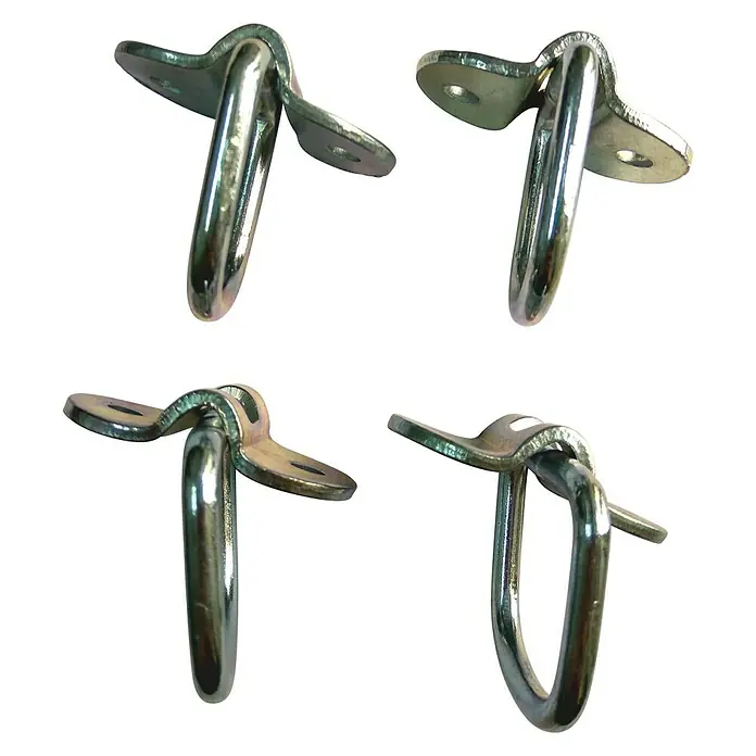 Anilla D para toldos - Acero, 4 ud. - Grilletes de anclaje metálicos con orificios de montaje, ideales para conexiones seguras y diversas aplicaciones marinas.