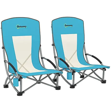 Outsunny  Campingstuhl 2er-Set mit Becherhalter