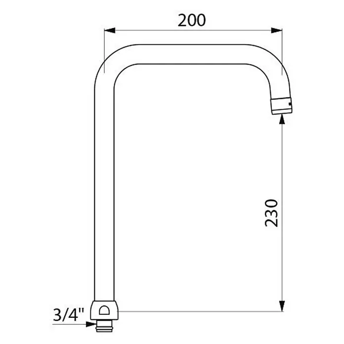 Delabie Spültischarmatur Delabie -  - L-förmiger Wasserhahn-Auslauf mit 200mm Ausladung, 230mm Höhe und 3/4" Anschluss für Spüle.