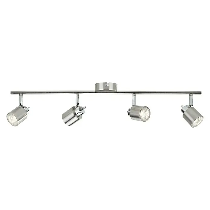Philips Regleta Meranti - 140 W, L x An x Al: 10 x 69 x 15,5 cm, Níquel/Cromo, GU10, 4 ud. - Foco de techo cromado con cuatro focos ajustables para un diseño moderno. Esta luminaria proporciona iluminación enfocada.