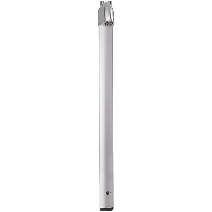 Delabie UP-Brausethermostat Delabie DU-Elem. SPORTING Therm. Alu Anschl.ob., G1/2B, 6V-Batterie -  - Hohe, freistehende silberne Außendusche mit mehrstrahligem Duschkopf und Ein-/Ausschalter am Fuß.