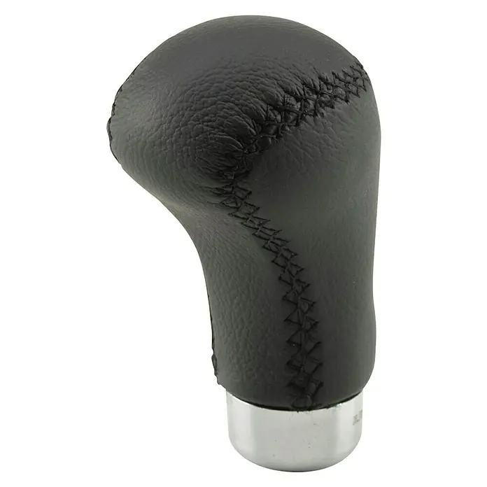 Pomo para el cambio Sirio - Coches, Negro - Un pomo de cambio de marchas de cuero negro con base plateada, perfecto para mejorar el interior de tu coche.