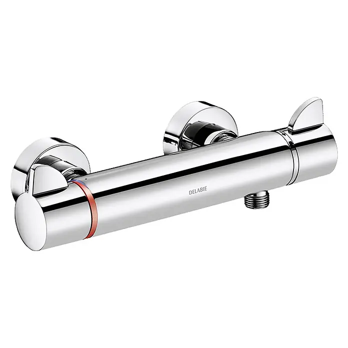 Delabie UP-Brausethermostat Delabie Brause-Thermostat SECURITHERM Securitouch,Standard-Anschlüsse -  - Verchromte Thermostat-Duscharmatur mit Temperatur- und Durchflussreglern.