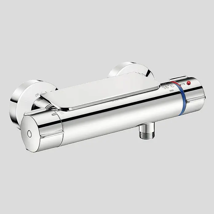 Delabie UP-Brausethermostat Delabie Ablage für Zweigriff-Thermostat-Brausearmaturen -  - Verchromter Thermostat-Duschmischer mit 'ON' Mengenregelung und '38°C' Temperaturwahl.