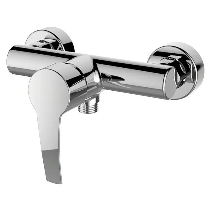 Cosmobath Bissett Grifo monomando de ducha - Cromo, Brillante - Grifo mezclador de ducha cromado con palanca y salida de ducha mural. Diseño elegante para baños modernos.