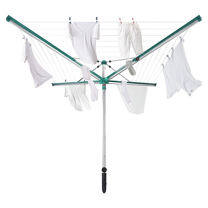 Leifheit Wäschespinne Linomatic 400 Deluxe (L x B x H: 13,5 x 13,5 x 214 cm, Metall, Silber/Türkis) | BAUHAUS