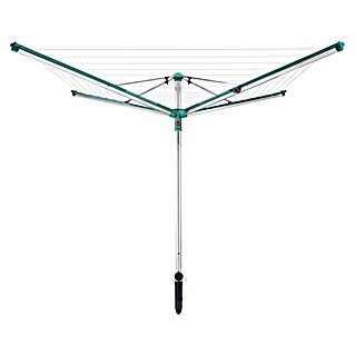 Leifheit Wäschespinne Linomatic 400 Deluxe (L x B x H: 13,5 x 13,5 x 214 cm, Metall, Silber/Türkis)