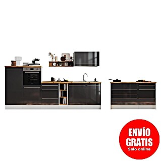 Respekta Cocina de isla Gabriel (Ancho: 320 cm, Gris, Con campana de isla, Con electrodomésticos)