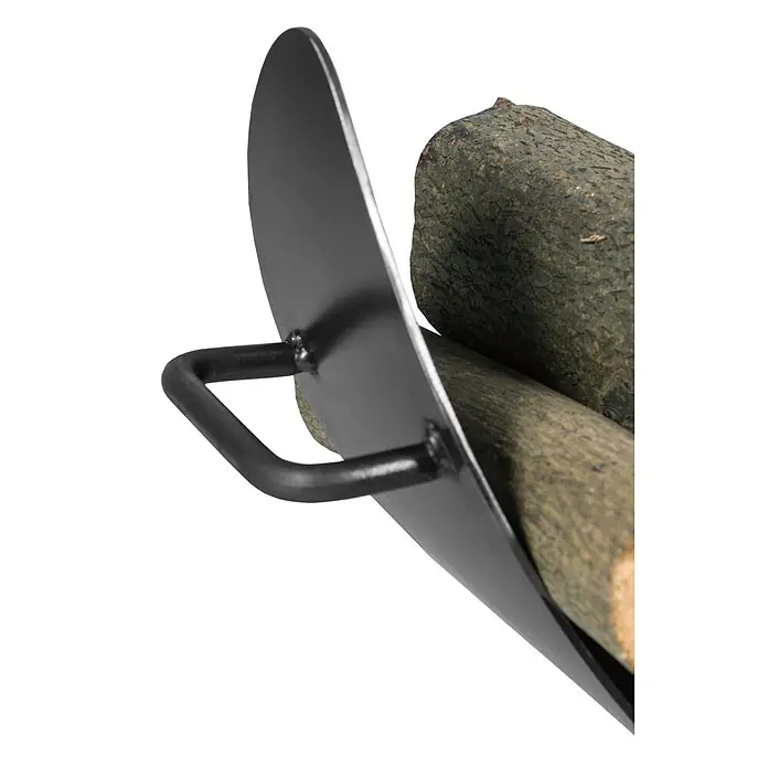 Bene on Fire Kaminholzregal Colorado - 25 x 25 x 44 cm, Stahl, schwarz - Schwarzer Metall-Holzträger mit Griff, der zwei Holzscheite hält.