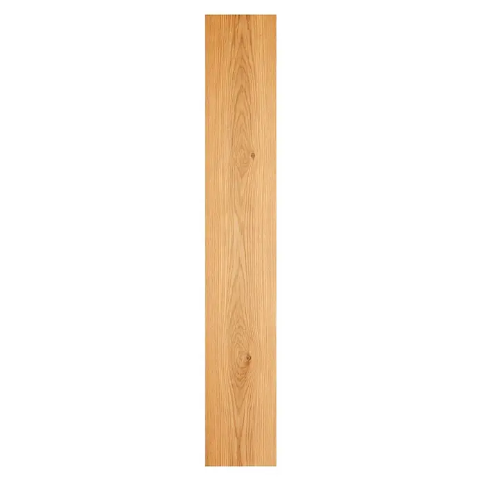 Parkett - Eiche Gobi, 2.200 x 260 x 15 mm - Hellbraunes Holzbrett mit ausgeprägter Maserung und zwei kleinen Ästen.
