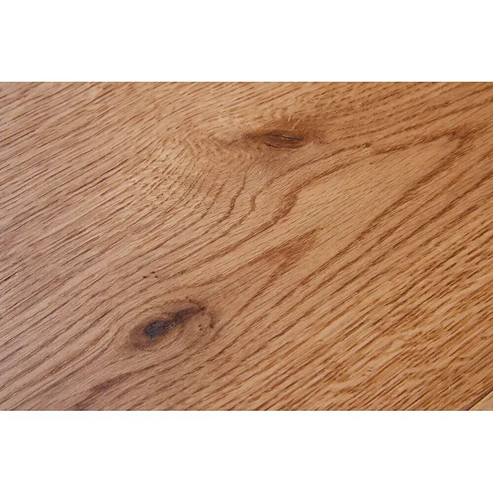 Parkett - Eiche Trondheim, 1.900 x 240 x 14 mm - Helle Holzoberfläche mit sichtbarer Maserung und natürlichen Ästen.