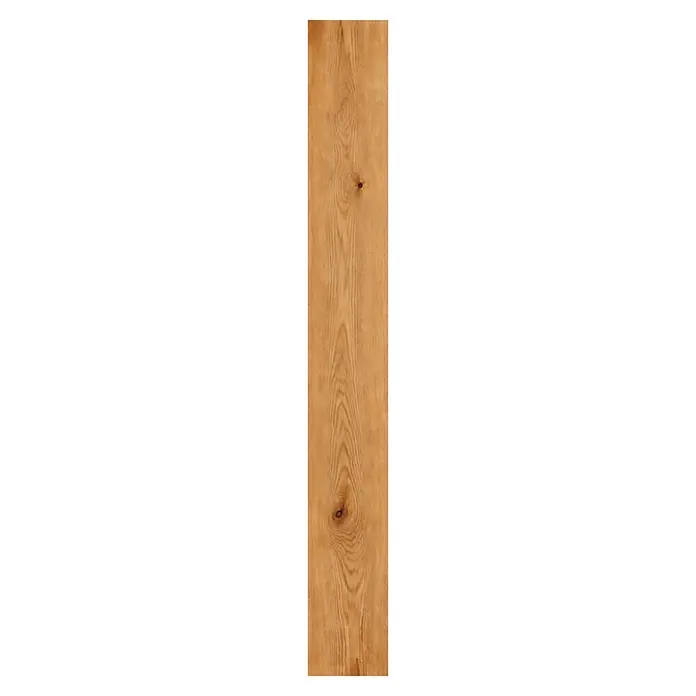 Parkett - Eiche Trier, Landhausdiele, 1.900 x 190 x 14 mm - Hellbraune Holzdiele mit natürlicher Maserung und zwei sichtbaren Ästen.