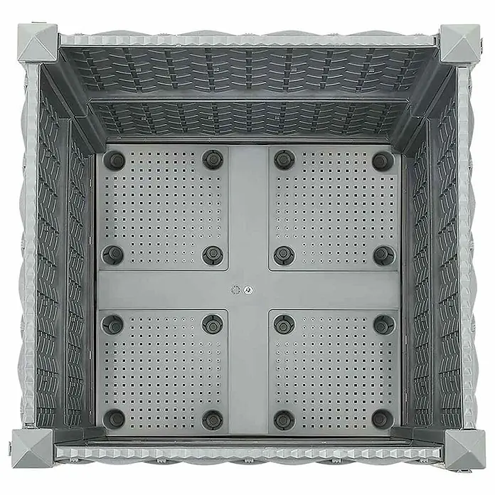 Furnicato Hochbeet - 40 x 40 x 38 cm, Kunststoff, Hellgrau - Grauer quadratischer Kunststoff-Pflanzkübel mit perforiertem Innenboden zur Drainage.